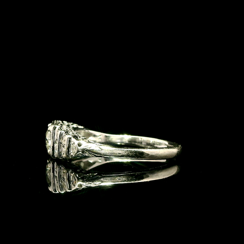 Art Deco .60ct. Diamond Antique Engagement - Fashion Ring 18K White Gold - J43186