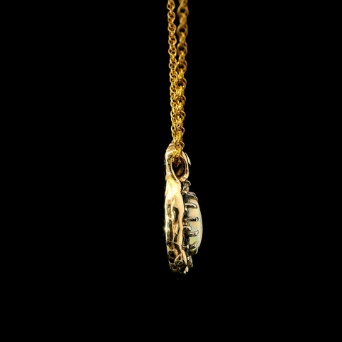 .50ct. Opal & .18ct. T.W. Sapphire & Diamond Estate Necklace Yellow Gold - J43249