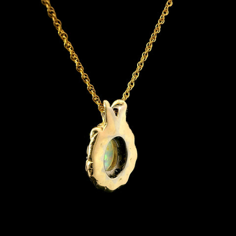 .50ct. Opal & .18ct. T.W. Sapphire & Diamond Estate Necklace Yellow Gold - J43249