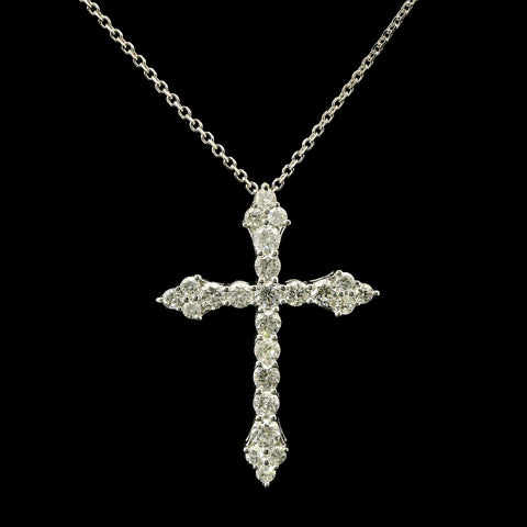 1.00ct. T.W. Diamond Estate Cross Necklace White Gold - J43263
