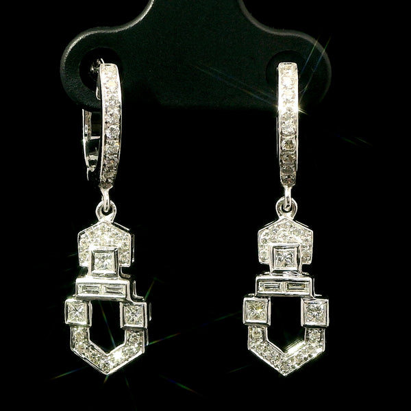 .53ct. T.W. Diamond Estate Dangle Earrings Platinum & 18K White Gold - J43232