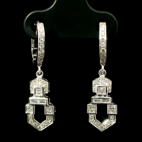 .53ct. T.W. Diamond Estate Dangle Earrings Platinum & 18K White Gold - J43232