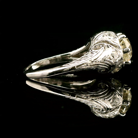 Art Deco 1.30ct. Diamond Antique Engagement - Fashion Ring Platinum - J43234
