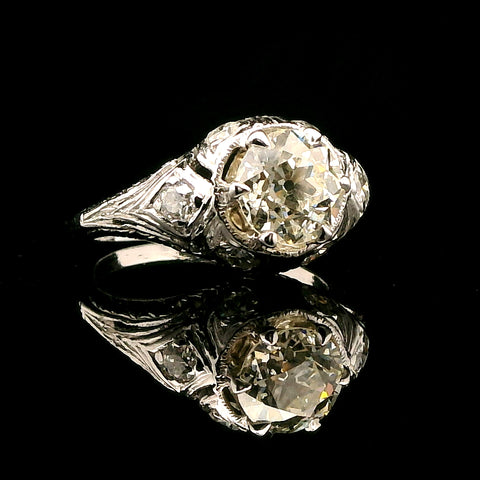 Art Deco 1.30ct. Diamond Antique Engagement - Fashion Ring Platinum - J43234