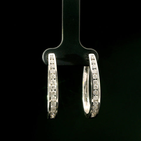.80ct. T.W. Diamond Hoop Estate Earrings White Gold - J43233