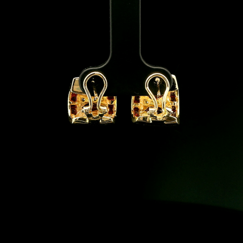 2.70ct. T.W. Ruby & .20ct. T.W. Diamond Estate Huggie Earrings Yellow & White Gold - J43277