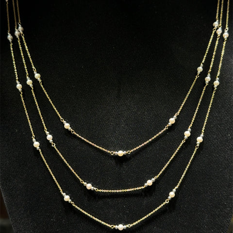 Akoya Pearl Estate Necklace Yellow & White Gold - J43004