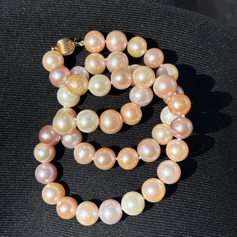 9.5-10.0mm Estate Pearl Necklace Yellow Gold - J43067