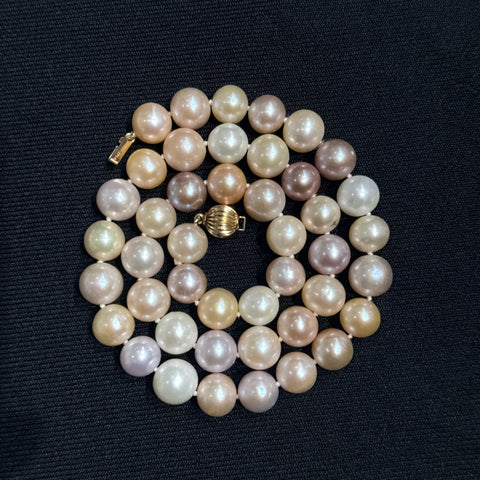 9.5-10.0mm Estate Pearl Necklace Yellow Gold - J43067