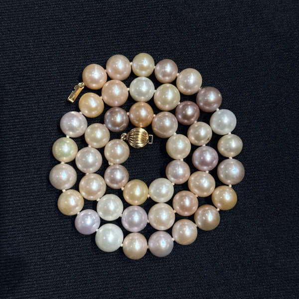 9.5-10.0mm Estate Pearl Necklace Yellow Gold - J43067