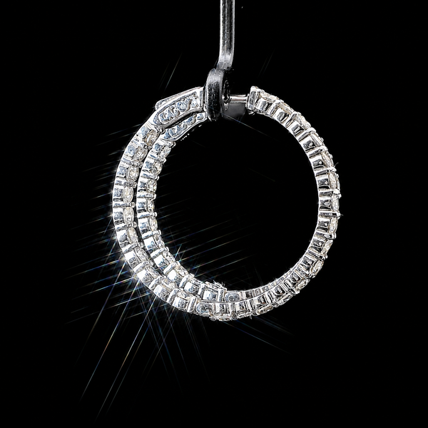 6.00ct. T.W. Inside-Outside Diamond Hoop Estate Earrings White Gold - J43253