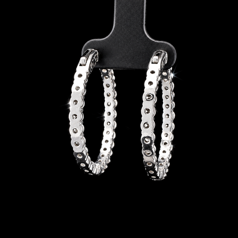 6.00ct. T.W. Inside-Outside Diamond Hoop Estate Earrings White Gold - J43253