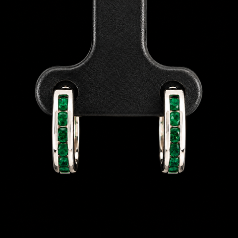 .33ct. T.W. Emerald Estate Hoop Earrings 18K White Gold - J44125