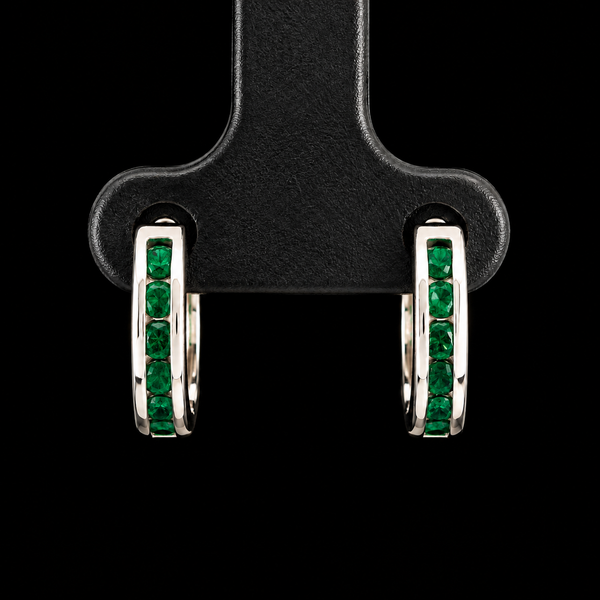 .33ct. T.W. Emerald Estate Hoop Earrings 18K White Gold - J44125