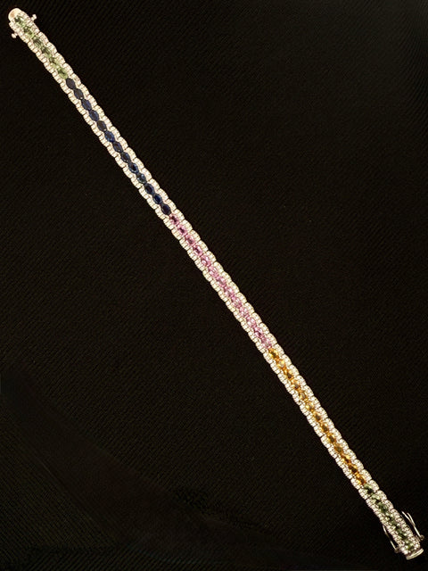 6.25ct. T.W. Sapphire & 1.56ct. T.W. Diamond Estate Bracelet 14K White Gold - J43174C