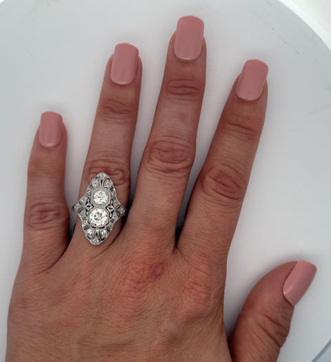 2.38ct. T.W. Diamond Antique Edwardian Wedding - Fashion Ring Platinum and Yellow Gold - J43026