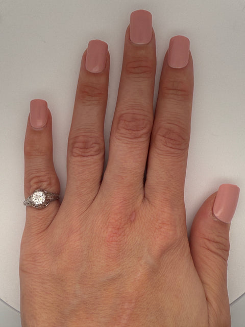 Art Deco .80ct. Diamond Antique Engagement - Fashion Ring Platinum - J43049