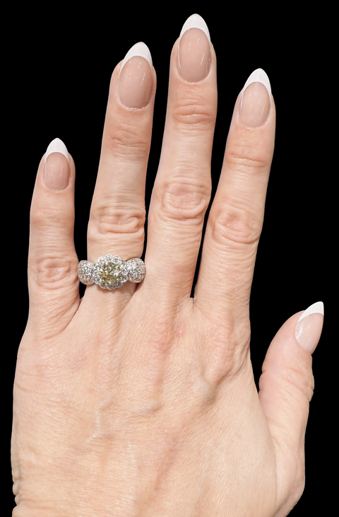 1.02ct. Fancy Yellow Diamond Estate Engagement - Fashion Ring Platinum GIA - J43158