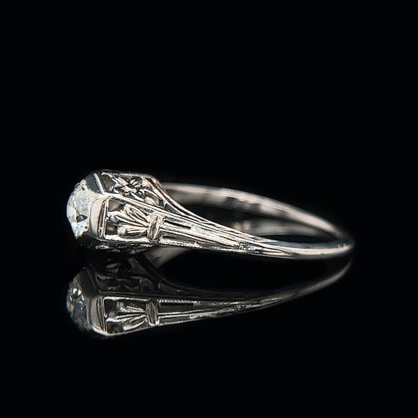 Art Deco .25ct. Diamond & 18K White Gold Antique Engagement - Fashion Ring- J34028