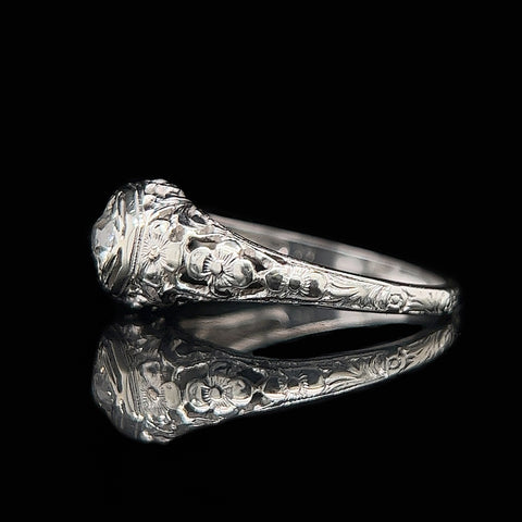 Art Deco .31ct. Diamond & 18K White Gold Antique Engagement - Fashion Ring  - J34132