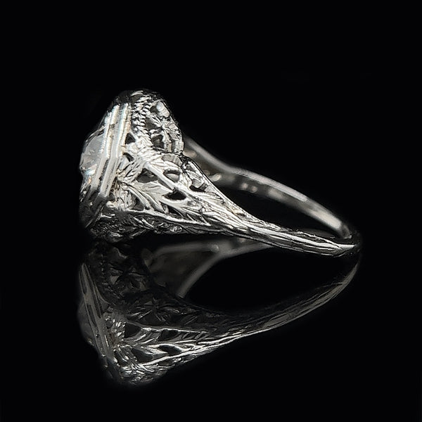 Edwardian .65ct. Diamond & 18K White Gold Antique Engagement - Fashion Ring - J34156