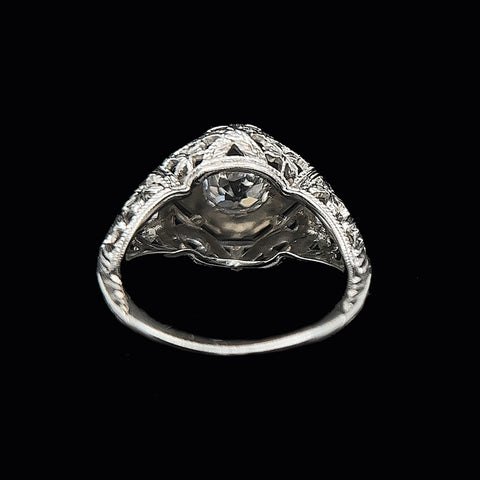 Edwardian .65ct. Diamond & 18K White Gold Antique Engagement - Fashion Ring - J34156