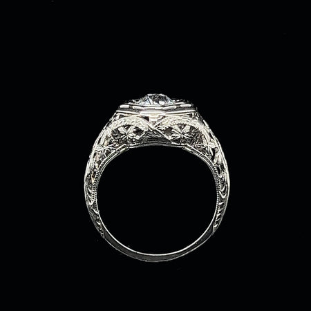 Edwardian .65ct. Diamond & 18K White Gold Antique Engagement - Fashion Ring - J34156