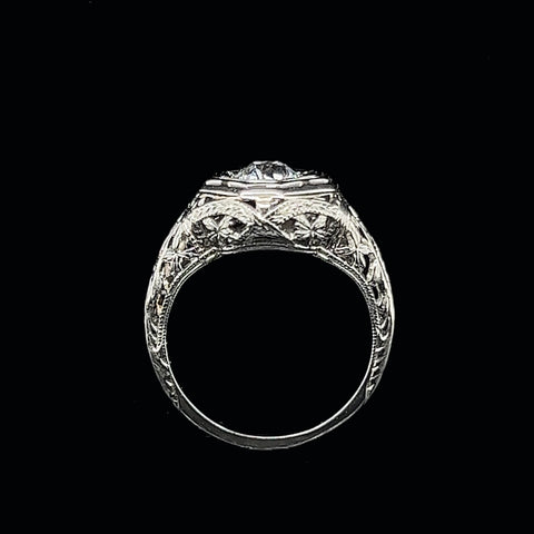 Edwardian .65ct. Diamond & 18K White Gold Antique Engagement - Fashion Ring - J34156
