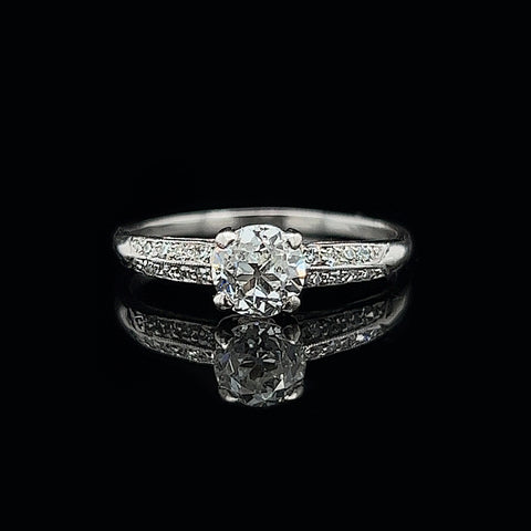 Art Deco .67ct. Diamond & Platinum Antique Engagement Ring - J34179