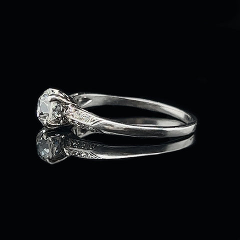 Art Deco .67ct. Diamond & Platinum Antique Engagement Ring - J34179