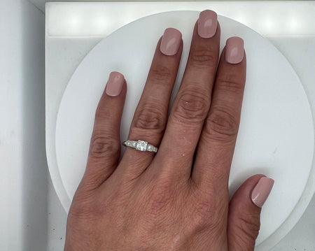 Art Deco .37ct. Diamond & Platinum Antique Engagement - Fashion Ring - J34332