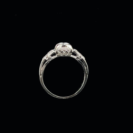 Antique Engagement Ring .33ct. Diamond & 18K White Gold Art Deco - J34443