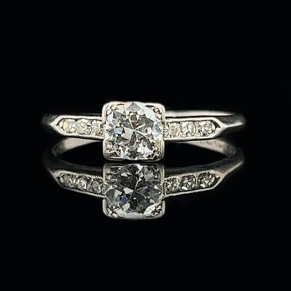 Art Deco .48ct. Diamond Antique Engagement Ring Platinum- J34647