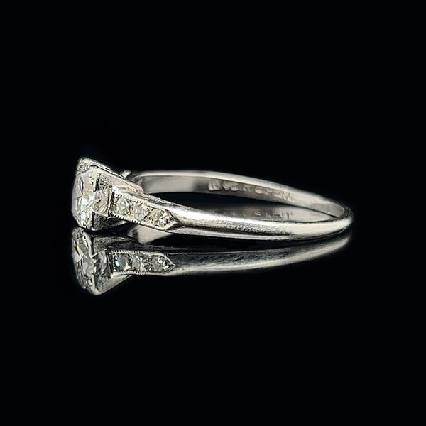 Art Deco .48ct. Diamond Antique Engagement Ring Platinum- J34647