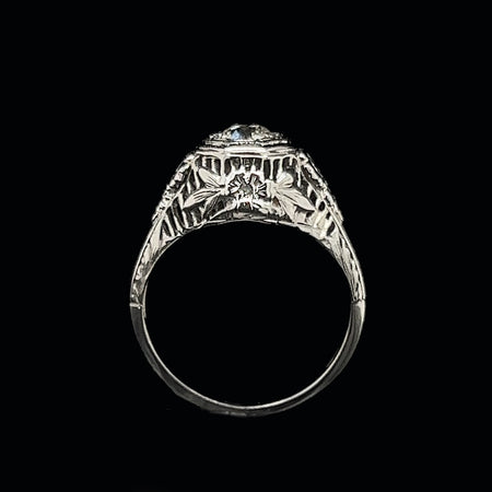 Art Deco .51ct. Diamond & 18K White Gold Antique Engagement - Fashion Ring - J34683