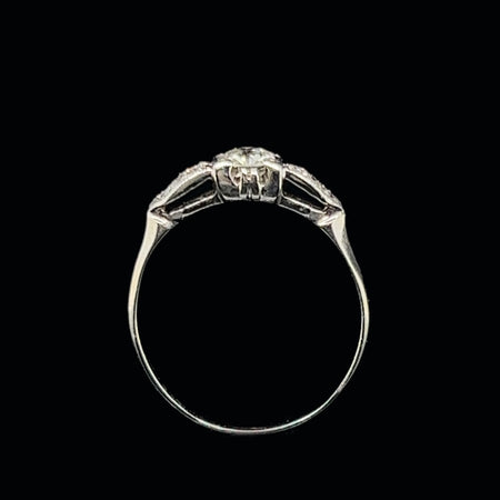 Art Deco .40ct. Diamond Antique Engagement - Fashion Ring 18K White Gold - J34706