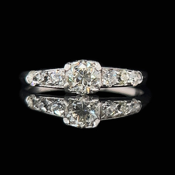 Art Deco .50ct. Diamond & Platinum Antique Engagement Ring - J34824