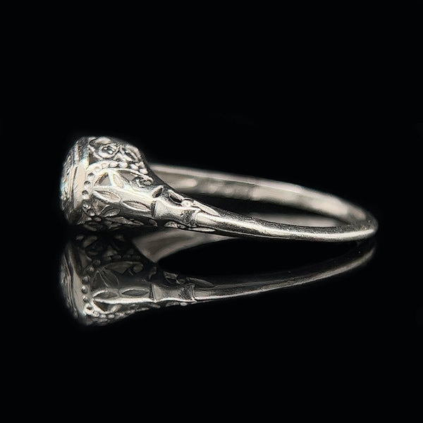Art Deco .12ct. Diamond &Platinum Antique Engagement - Fashion Ring - J34857