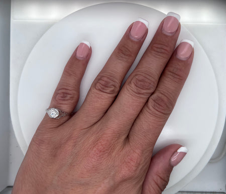 Art Deco .10ct. Diamond Antique Engagement - Fashion Ring 18K White Gold - J35134