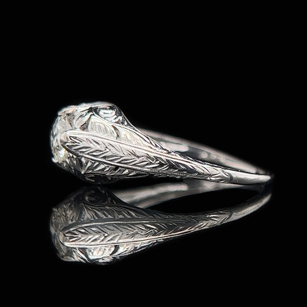 Art Deco .40ct. Diamond Antique Engagement - Fashion Ring 18K White Gold - J35220