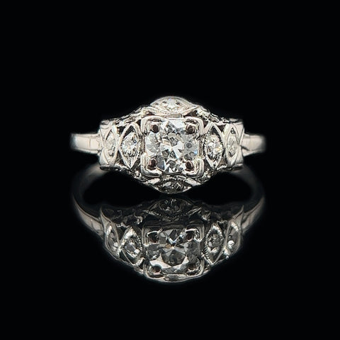 Art Deco .33ct. Diamond & Platinum Antique Engagement - Fashion Ring - J35433