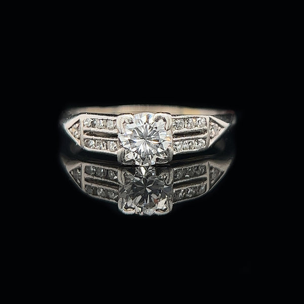 Art Deco .65ct. Diamond & Platinum Antique Engagement - Fashion Ring - J35436