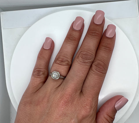 Edwardian .46ct. Diamond & Platinum Antique Engagement - Fashion Ring - J35488