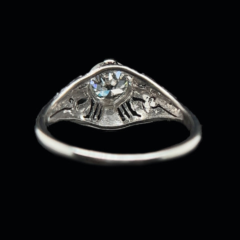 Edwardian .72ct. Diamond & Platinum Antique Engagement - Fashion Ring - J35552