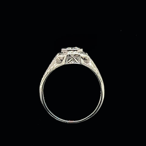 Art Deco .25ct. Diamond & 18K White Gold Antique Engagement - Fashion Ring - J35560