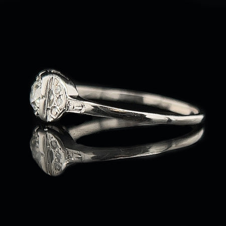 Art Deco .35ct. Diamond & 18K White Gold Antique Engagement - Fashion Ring - J35741