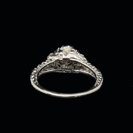 Art Deco Antique Engagement Ring .20ct. Diamond 18K White Gold -  J35980