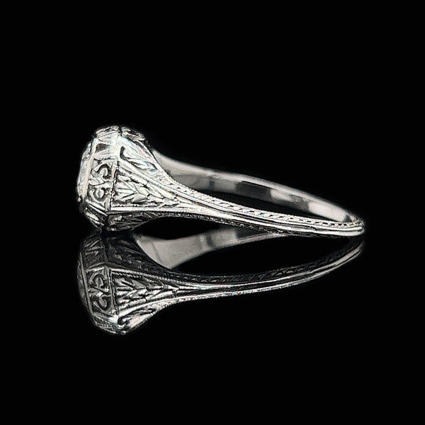 Art Deco .53ct. Diamond Antique Engagement - Fashion Ring 18K White Gold - J36038