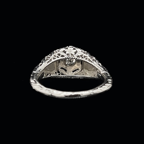 .25ct. Diamond Antique Engagement Ring 18K White Gold Art Deco - J36219