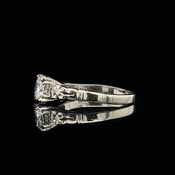 Art Deco .50ct.Diamond & White Gold Antique Engagement - Fashion Ring - J36271